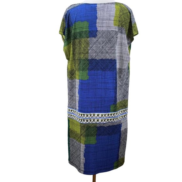 Vintage BCBGMAXAZRIA Silk Stretch Jersey Knit Shift Dress Mixed Mod Print - Picture 6 of 9